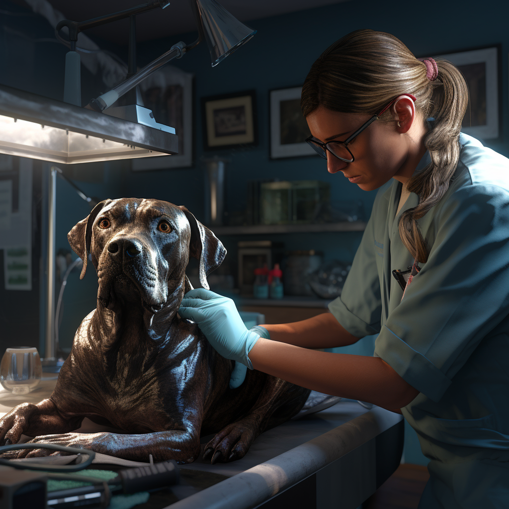 Собака на осмотре у ветеринара