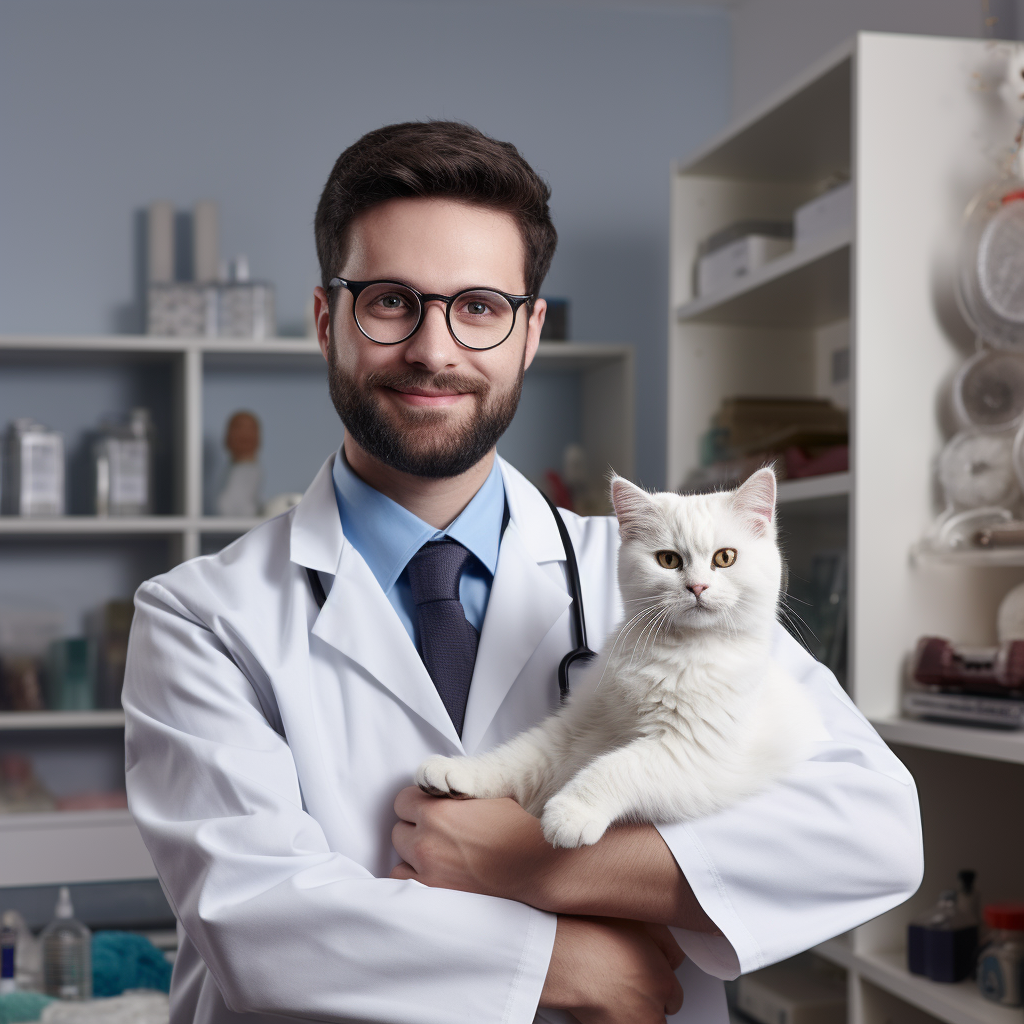 Ветеринарный врач с кошкой