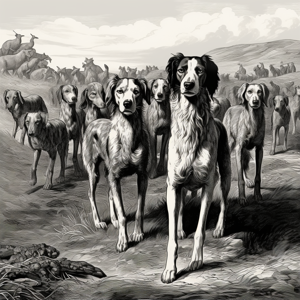 Историческое изображение собак