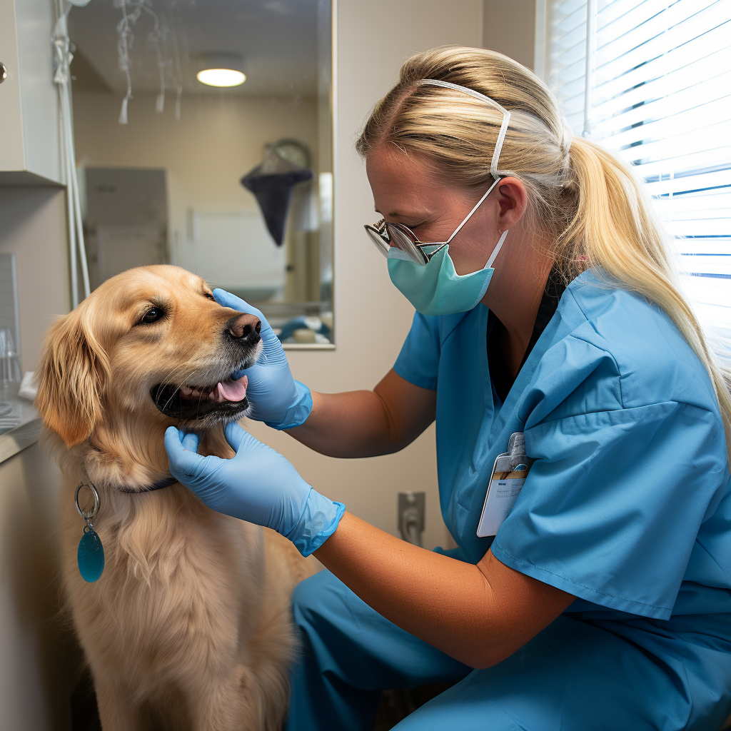 Ветеринарный врач проводит тест на COVID-19 у животного